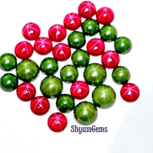 Natural Green Star Sapphire Red Star Ruby Gemstone Lot and Pair Sri Lanka Ceylon Loose Gemstones Jewelry Making