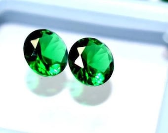 PAIR Columbian Natural Emerald 2 Pieces Loose Emerald Round 6x6mm CGI Certified Loose Colombian Emerald Stone Emerald Stud Earring BEST