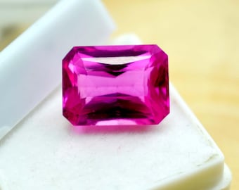 Espinela rosa de talla esmeralda de 14 quilates: piedra preciosa suelta de Ceilán