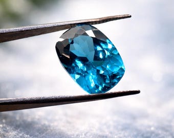 Natural Paraiba Tourmaline 12 Ct Cushion Cut, Brazil Origin Faceted Loose Gemstone Unheated & Untreated Certified Stone for Ring