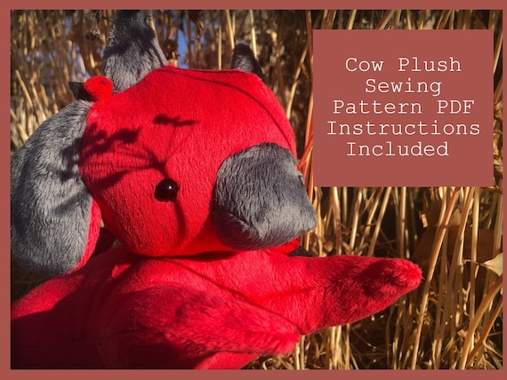 Simple Chibi Cottagecore Cow Plushie PDF Sewing Pattern