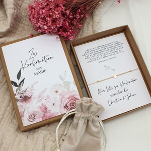 Geschenkset Konfirmation Gravur Armband Herz 925 Silber Rosegold Gold Karte Schachtel Geschenk personalisiert Kommunion Box