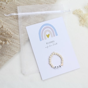 Armband Karte Geburt Kind Baby Herz Name persönliches Geschenk personalisiert Mama Geschenk Mädchen Junge Geburtsarmband