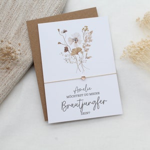 Brautjungfer fragen Armband Gravur Herz Karte filigran Geschenkset Hochzeit Gold Roségold Silber Freundin Möchtest du Brautjungfer sein
