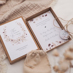 Cadeauset bruiloft -Bohemian-geld geschenkdoos naam datum persoonlijk cadeau gepersonaliseerd