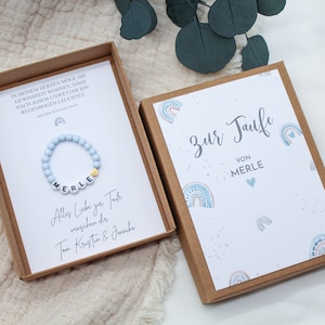 Cadeauset dooparmband - regenboogblauw - kaart kind baby hart naam cadeau gepersonaliseerde meisje jongen doos doos T-G-A-A-19