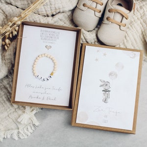Geschenkset Taufe Armband -Hase- Karte Kind Baby Herz Name persönliches Geschenk personalisiert Mädchen Junge Box Schachtel T-G-A-A-16