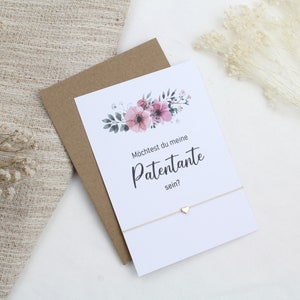 Patentante fragen Armband Gravur Herz Karte filigran Geschenkset Taufe Gold Rosegold Silber Freundin Postkarte Möchtest du meine Patin sein