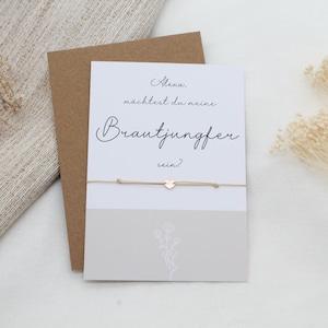 Brautjungfer fragen Armband Gravur 925er Silber Herz Karte filigran Geschenkset Hochzeit Gold Roségold Silber Freundin