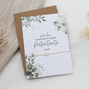 Patentante fragen Armband Gravur Herz Karte filigran Geschenkset Taufe Gold Rosegold Silber Freundin Postkarte Möchtest du meine Patin sein