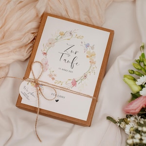 Geschenkset doop -pastel wilde bloemen- kaart kind baby hart naam persoonlijk cadeau gepersonaliseerd meisje jongen doos