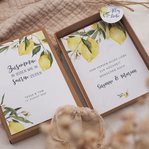 Geschenkset Hochzeit -Zitronen- Geldgeschenk Schachtel Name Datum persönliches Geschenk personalisiert
