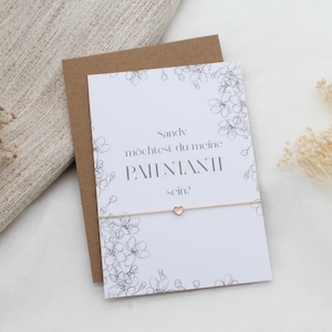 Patentante fragen Armband Gravur Herz Karte filigran Geschenkset Taufe Gold Rosegold Silber Freundin Postkarte Möchtest du meine Patin sein