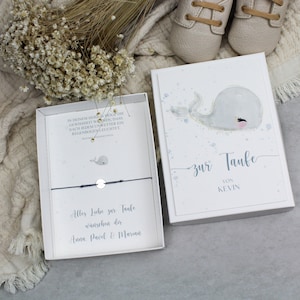 Geschenkset Taufe 925er Silber Armband Gravur -Wal- Geld Karte Kind Baby persönliches Geschenk personalisiert Box T-G-A-S-23