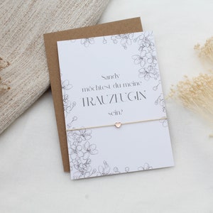 Trauzeugin fragen Armband Gravur Herz Karte filigran Geschenkset Hochzeit Gold Rosegold Silber Freundin Möchtest du Trauzeugin sein