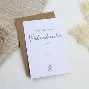 Patentante fragen Armband Gravur Herz Karte filigran Geschenkset Taufe Gold Rosegold Silber Freundin Postkarte Möchtest du meine Patin sein