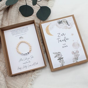 Geschenkset Taufe Armband -Dream- Karte Kind Baby Herz Name persönliches Geschenk personalisiert Mädchen Junge Box Schachtel T-G-A-A-15