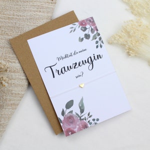 Trauzeugin fragen Armband Herz Karte filigran Geschenkset Hochzeit Gold Rosegold Silber Freundin Postkarte Möchtest du meine Trauzeugin sein