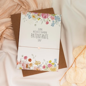 Patentante fragen Armband Gravur Herz Karte filigran Geschenkset Taufe Gold Rosegold Silber Freundin Postkarte Möchtest du meine Patin sein
