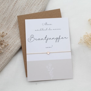 Brautjungfer fragen Armband Gravur Herz Karte filigran Geschenkset Hochzeit Gold Roségold Silber Freundin Möchtest du Brautjungfer sein