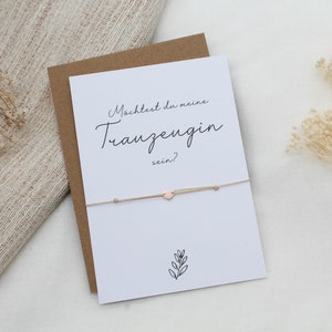Trauzeugin fragen Armband 925er Silber Herz Karte filigran Geschenkset Hochzeit Gold Rosegold Silber Freundin Möchtest du Trauzeugin sein