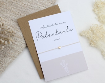 Godmother ask bracelet engraving heart card filigree gift set baptism gold rose gold silver girlfriend postcard Would you like to be my godmother