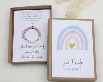 Christening Gift Set - Rainbow Pastel - Card for Child/Baby - Heart - Personalized Gift for Girl/Boy - Box T-G-A-A-1