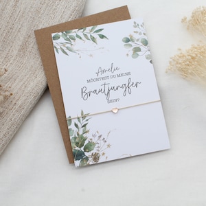 Brautjungfer fragen Armband Gravur Herz Karte filigran Geschenkset Hochzeit Gold Roségold Silber Freundin Möchtest du Brautjungfer sein