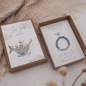 Cadeauset dooparmband - walviswolken - kaart kind baby hart naam persoonlijk cadeau gepersonaliseerde meisje jongen doos doos T-G-A-A-22
