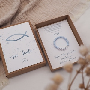 Cadeauset dooparmband -Ichthys Blue- kaart kind baby hart naam cadeau gepersonaliseerde meisje jongen doos doos T-G-A-A-14