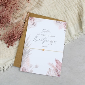 Brautjungfer fragen Armband Herz Karte filigran Geschenkset Hochzeit Gold Roségold Silber Freundin Möchtest du meine Brautjungfer sein