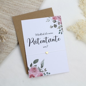 Patentante fragen Armband Gravur Herz Karte filigran Geschenkset Taufe Gold Rosegold Silber Freundin Postkarte Möchtest du meine Patin sein