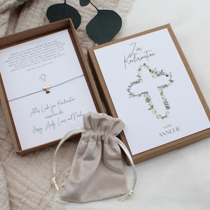 Bevestigingscadeau Set Kruis Bloemen Geld Cadeau Armband Kaart Engel Hart Ster Naam Cadeau Gepersonaliseerde Meisje Jongen Box Box