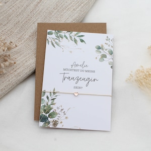 Trauzeugin fragen Armband Gravur Herz Karte filigran Geschenkset Hochzeit Gold Rosegold Silber Freundin Möchtest du Trauzeugin sein