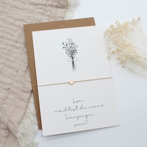 Trauzeugin fragen Armband Herz Karte filigran Geschenkset Hochzeit Gold Rosegold Silber Freundin Postkarte Möchtest du meine Trauzeugin sein
