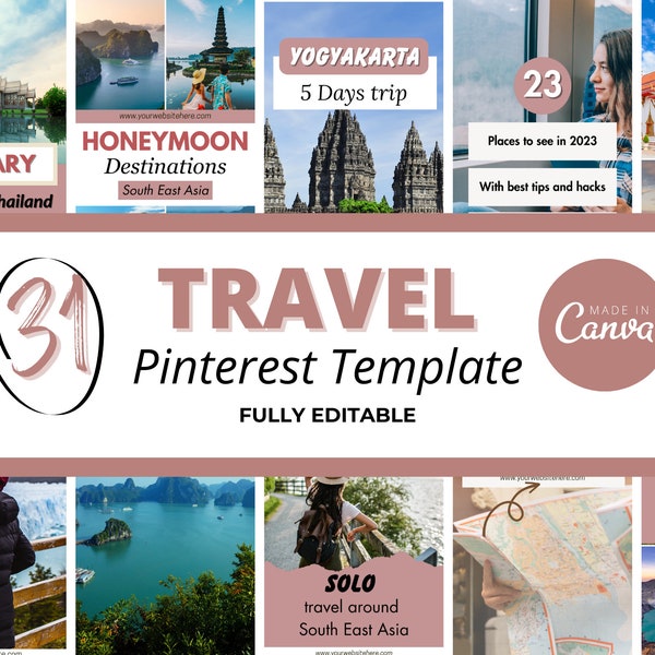 Done for you Travel  and lifestyle Pinterest pin template for blogger, content creator, influencer, coaches, course