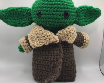 Crochet Green Alien Plush with Removable Jacket