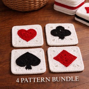 Paquete de patrones de crochet "Abuelita", cuadrados de naipes (4 motivos en PDF)