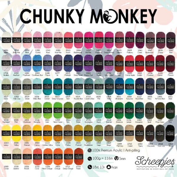 Chunky Monkey Premium Acrylic Yarn 100Grams