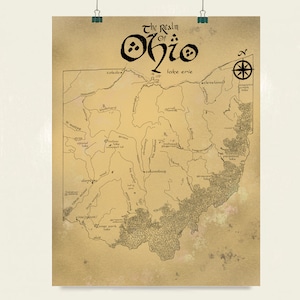 Ohio LOTR-stijl kaart | digitale download
