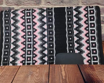 Pink Black Western Saddle Blanket Ranch Pad Western Saddle Pad Newzeland Wool Handmade Horse Riding Horsemanship Yucca Pad  34 X 42