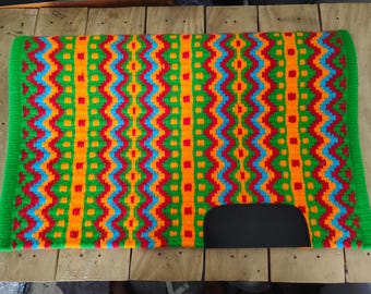 Green Western Saddle Blanket Ranch Pad Western Saddle Pad New Zeland Wool Handmade Horse Riding Saddlery Yucca Pad Free Gift 34 X 42
