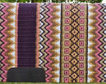 Pink Western Saddle Blanket Ranch Pad Western Saddle Pad New Zeland Wool Handmade Horse Riding Yucca Pad Free Gift 34 X 42