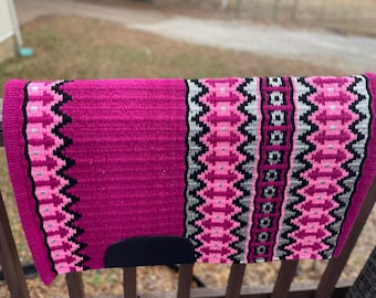 Magenta Western Saddle Blanket Ranch Pad Western Saddle Pad Newzeland Wool Handmade Horse Riding Saddlery Yucca Pad Free Gift 34 X 42