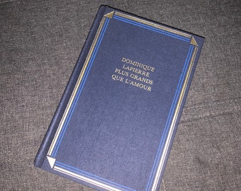 Dominique lapierre Plus grands que l’amour beau livre vintage 1990 joli livre bleu tissé romantique romance amour gay sida médecin