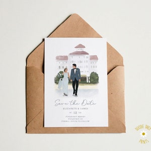 Custom Illustration Save the Date | Minimalist Invite with Cartoon Couple Portrait | Couple Illustration | Save The Date | Illustration
