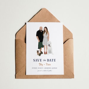 Custom Save the Date Illustration | Minimalist Cartoon Couple Portrait | Personalized Wedding Invite