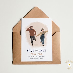 Custom Illustration Save the Date | Minimalist Invite with Cartoon Couple Portrait | Couple Illustration | Save The Date | Illustration