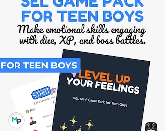 SEL-Spielpaket für Jungen im Teenageralter | Druckbare Bewältigungsstrategien & Bosskampf-Karten | Aktivitätsset für die Schulberatung in der Mittelstufe