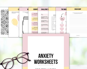 Anxiety Workbook Printable PDF | CBT Worksheets for Anxiety | Coping Skills Journal | Emotional Regulation Therapy Tool
